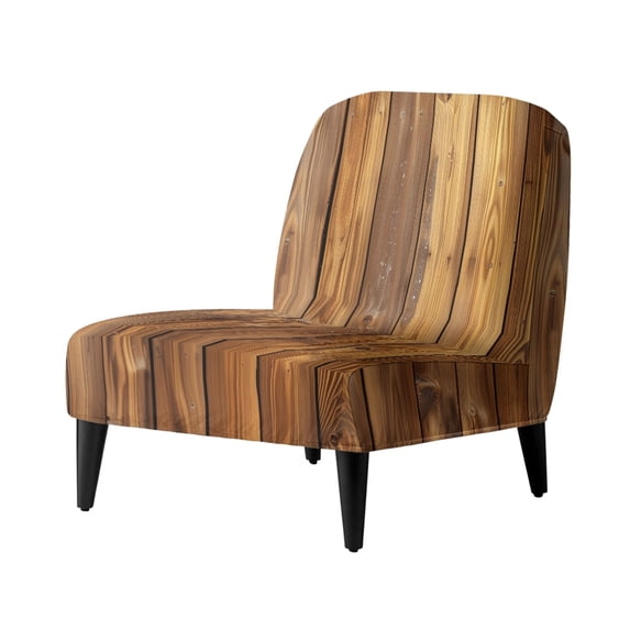 HELLHERO Decorations Easy to Install Armless Accent Chair Cover for Armless Chair, Armless Accent Chair Protector Wood Print