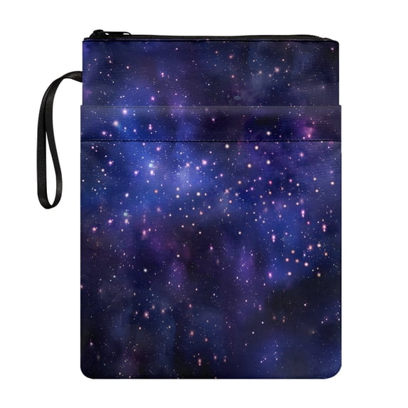 HELLHERO Deep Starry Sky Design Book Sleeve Protector with Zipper Polyester Book Carrying Case Zipper Pouch Waterproof Carrying Book Case