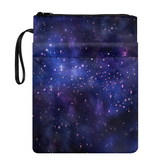 HELLHERO Deep Starry Sky Design Book Sleeve Protector with Zipper Polyester Book Carrying Case Zipper Pouch Waterproof Carrying Book Case