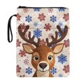 thumbnail image 1 of HELLHERO Deer and Snowflake Pattern 1pcs Vintage Book Cover with Handle Zipper Polyester Fabric Storage & Portability for Librarian Hardcover Notebook, 1 of 8