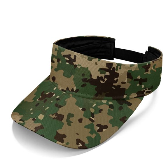 HELLHERO Digital Camouflage Pattern Comfortable Visor Hat for Travel Beach, Adjustable Open Top Sun Visor Cap