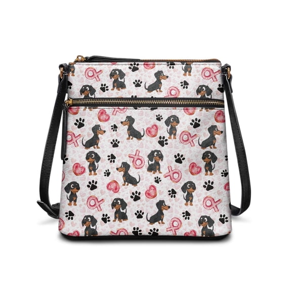 HELLHERO Dog Pattern PU Leather Crossbody Purse Purse Satchel, Adjustable Strap Spacious Satchel Bag Waterproof for Travel Use Daily Use