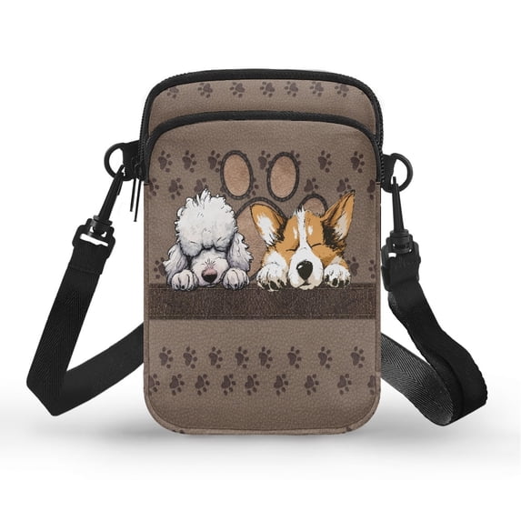 HELLHERO Dog Paw Messenger Bag Double Zipper Adult for Outdoor Travel 4.33x1.97x7.09