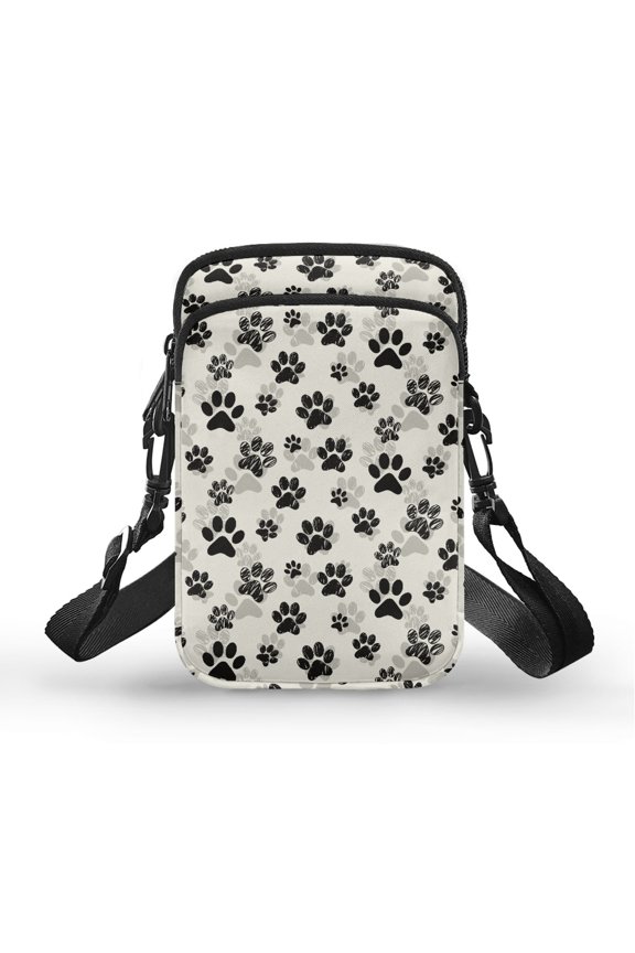 Dog Paw Print Adult Adjustable Shoulder Strap Crossbody Bag Polyester with Shoulder Strap Shoulder Bag for Casual Use
