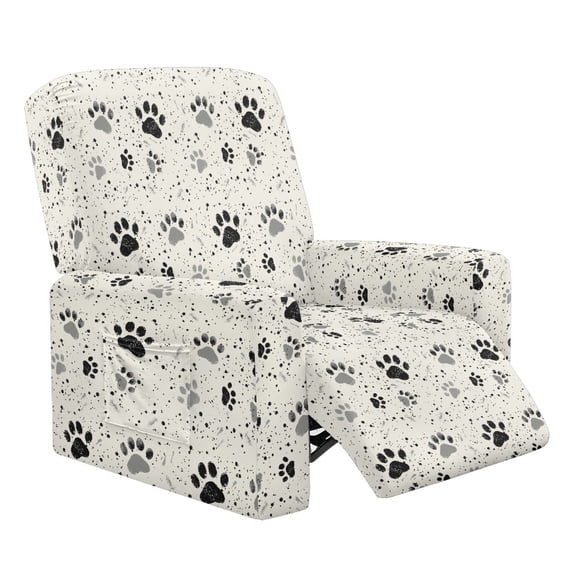 HELLHERO Dog Paw Print Recliner Chair Covers Couch Covers for Reclining Couches Lazyboy Recliner Chair Cover with Side Pockets Single-Seater, Home Decor