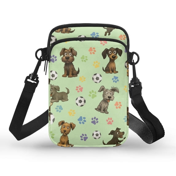 HELLHERO Dog Soccer Cross Body Purse, Double Zipper, Casual Travel Polyester 4.33x1.97x7.09