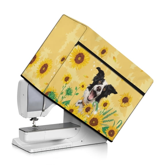 HELLHERO Dog and Sunflower Pattern Sewing Machine Storage Cover Keep Clean and Safe Protective Cover for Most Sewing Machine