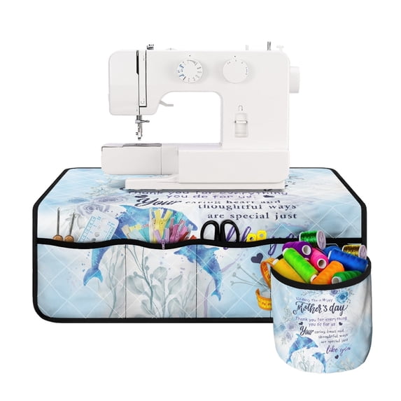 HELLHERO Dolphin Bloom Pad Sewing Machine Pad Removable Storage Bag Sewing Accessories Premium Fabric Waterproof for Xmas Gifts Household