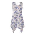 thumbnail image 1 of HELLHERO Dolphin and Green Leaf Pattern Women Round Neck Sleeveless Irregular Hem Dress, Side Pockets Sleeveless Sundress Pleated Summer Dresses for Travel Vacation, 1 of 8