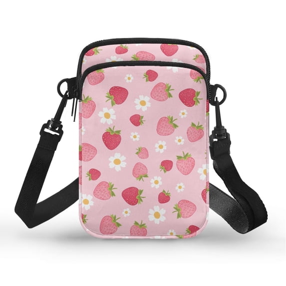 HELLHERO Double Layer Polyester Women Shoulder Bag Women 4.33"x1.97"x7.09" Strawberries