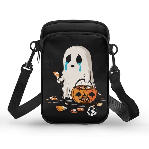 HELLHERO Double Layer Women Shoulder Bag, Polyester Cross Body Purse for Men, Women, Ghost Pumpkin Crying