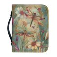 thumbnail image 1 of HELLHERO Dragonflies Floral Scene Bible Cover, Pen Holder PU Leather Bible Covers for Outdoor Church, Zipper Church Bible Bag, 1 of 12