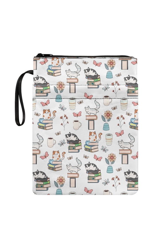 Dragonfly Butterfly Polyester Fabric Bible Cover Case for Students - Classic for Home Study & Portable Organization Handle, 11.42 x 8.66 Inch