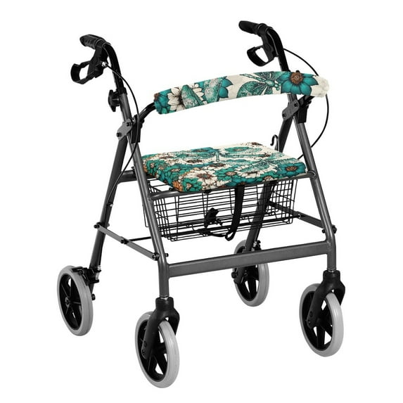 HELLHERO Dragonfly Flowers Walker Rollator Seat Back Cover Removable and Washable Rollator Seat Cover and Waterproof Easy to Use