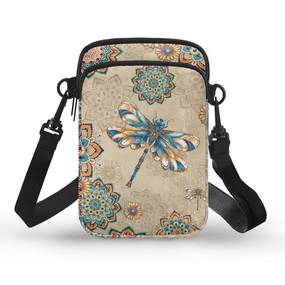 HELLHERO Dragonfly Mandala Crossbody Small Crossbody Bags Trendy, with Shoulder Strap for Outdoor Holiday Travel, Travel, Outdoor and Daily Use