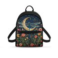 thumbnail image 1 of HELLHERO Dragonfly Moon Floral Theme Small Backpack for Outing Shopping, Lightweight Travel Shoulder Bags Polyester Front Pocket Mini Backpack, 1 of 8