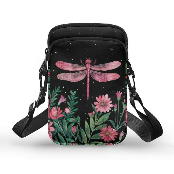 HELLHERO Dragonfly Pattern Crossbody Small Bags for Adult Polyester Cross Body Purse with with Zipper Closed