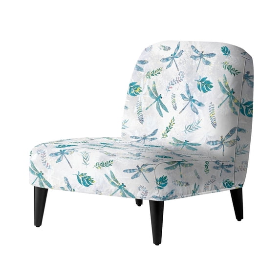 HELLHERO Dragonfly and Leaves Decorations Armless Accent Chair Cover with Stain Resistant, Elastic Bottom Armless Accent Chair Protector