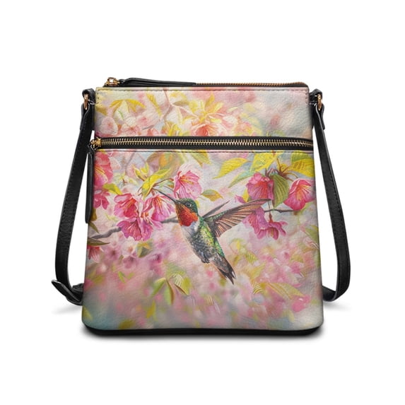 HELLHERO Durable Crossbody Bag for Travel Work Weekend Trips, PU Leather Lightweight Fashion Crossbody Purse, Mushroom Pattern