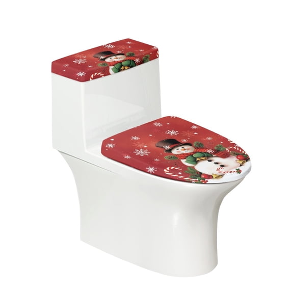HELLHERO Durable Polyester Fabric Bathroom Toilet Lid Cover Set, Fits All Toilet Shapes, Elastic Edge 17x21 Inches Adjustable, Reusable