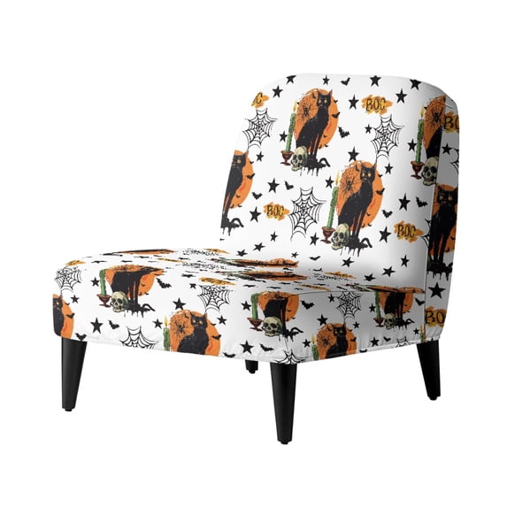 HELLHERO Dustproof Accent Chair Cover for Dining Room, Stain Protection Armless Accent Chair Protector, Black Cat Spider web
