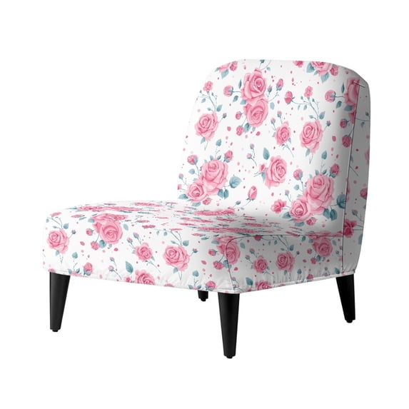 HELLHERO Dustproof Armless Accent Chair Cover Stain Protection Stretch Elastic Bottom Armless Accent Chair Protector for Sunroom, Rose