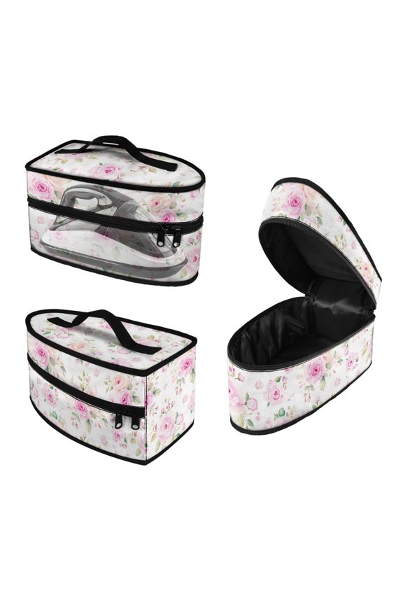 Dustproof Portable Carrying Case Pink Roses Pattern Travel Case Zipper Handle, Case Only