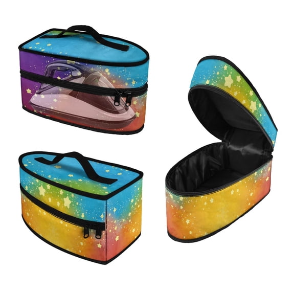 HELLHERO Dustproof Travel Home Iron Storage Case Colorful Star Pattern, with Zipper Closure Lightweight Steamer Organizer(Case Only)