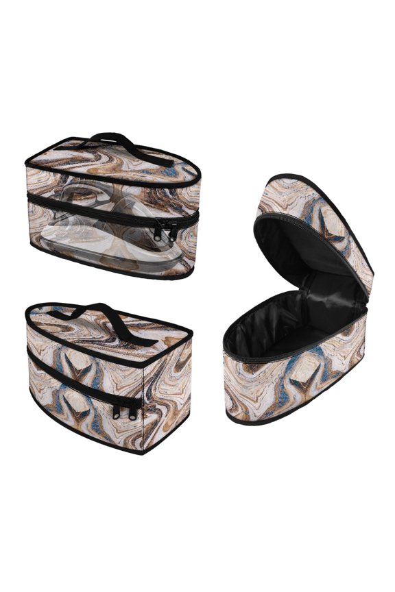 Dustproof Travel Home Iron Storage Case Fluid Marble Texture Pattern Zipper Closure Steam Iron Carrying Case Home Textile Storage, Case Only