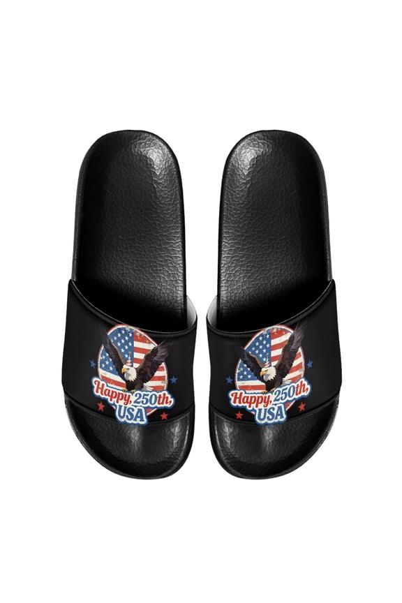 EVA Slide Sandals, Eagle American Flag Theme Anti-Slip Sole Slippers, Comfortable Waterproof Summer Outdoor Slippers for Beach Swimming Pool