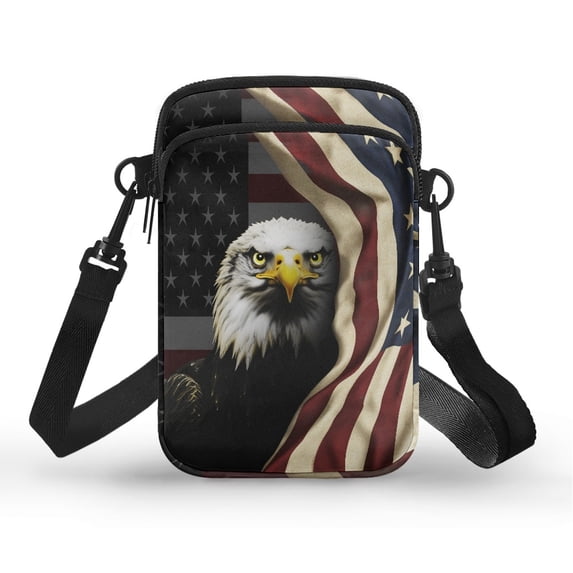 HELLHERO Eagle American flag Double Layer Women Shoulder Bag with Double-layer for Crossbody Bag