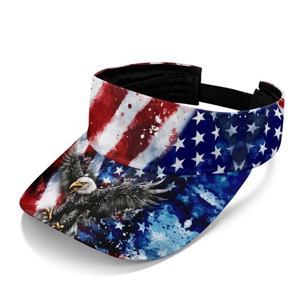 HELLHERO Eagle Pattern UV Protection Golf Visor Hat for Fishing Sports, Empty Top Design Open Top Sun Visor Hat