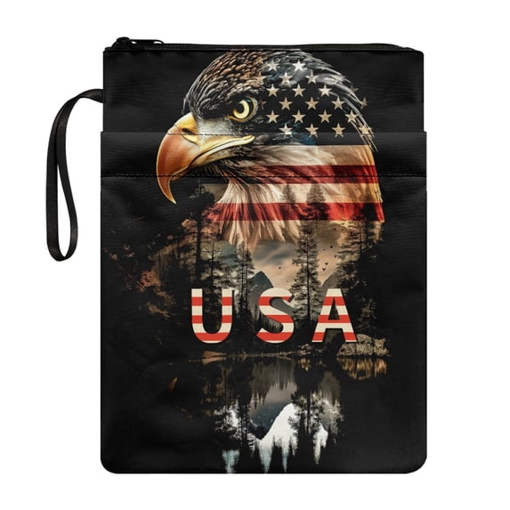 HELLHERO Eagle Polyester Book Sleeve for Librarian Protector Wrap Bag with Pocket Book Storage Bag Storage & Portability for Hardcover Notebook Bible Journal Textbooks Paperbacks