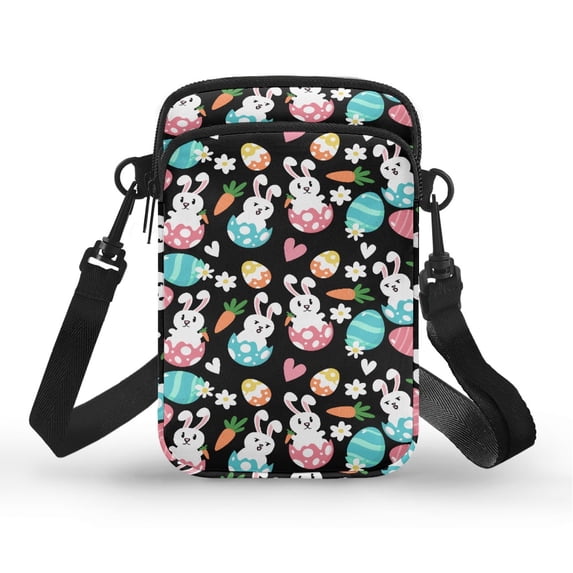 HELLHERO Easter Bunnies and Eggs Shoulder Bags Polyester 2 Layers Women Crossbody Bag for Daily Commute or Casual Outings