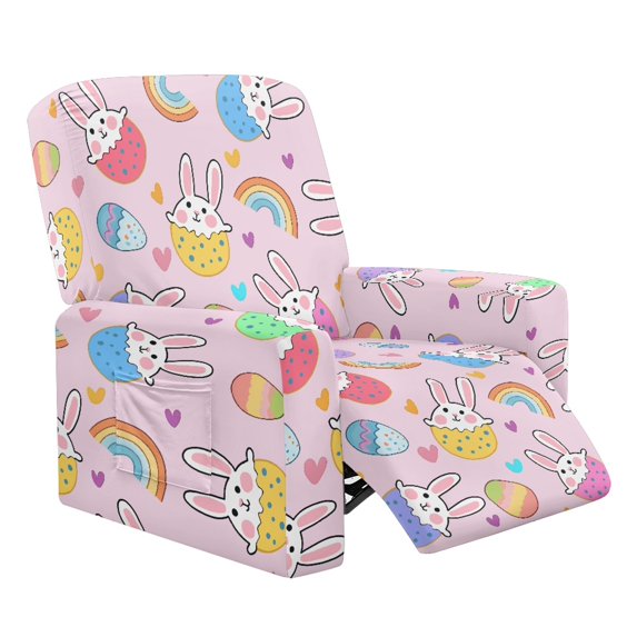 HELLHERO Easter Bunny Peeking from Egg Recliner Chair Cover for Single Lounger Sofa, Washable Brushed Recliner Chair Covers for Home Living Room Single Seat