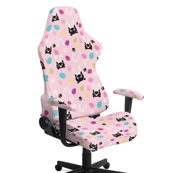 HELLHERO Easter Egg Paw Prints Gaming Chair Covers with Armrest Cover for Office Home Office, Soft Anti-Scratch Spandex Computer Chairs Seat Slipcovers