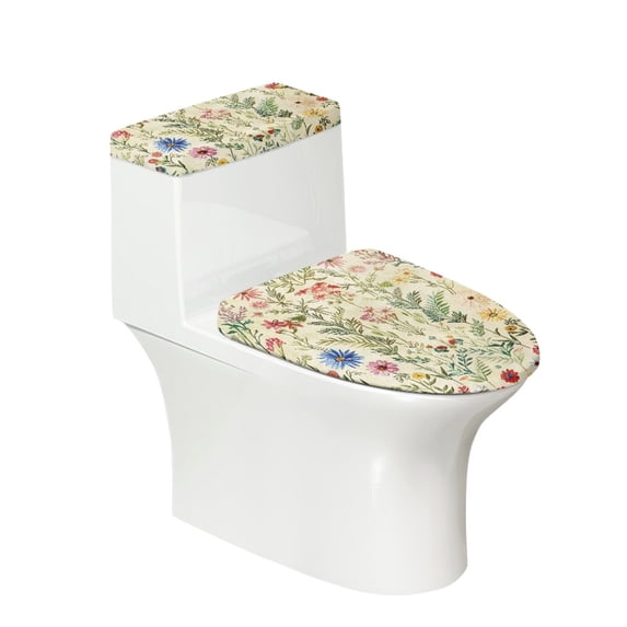 HELLHERO Easter Flowers Soft Stretch Fit Set of 2 with Elastic Bottom Toilet Seat Covers Toilet Top Cover Stays in Place
