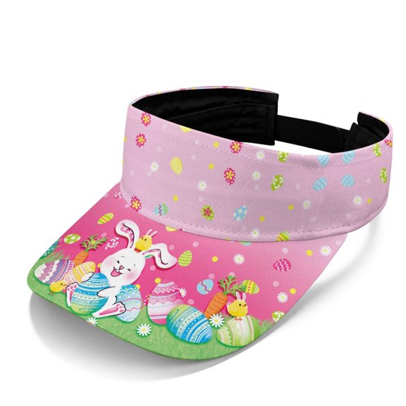HELLHERO Easter Themed Print Sun Visor Cap, Adjustable Open Top Visors Polyester Fabric Adjustable Strap UV Protection Visor Hat for Golf