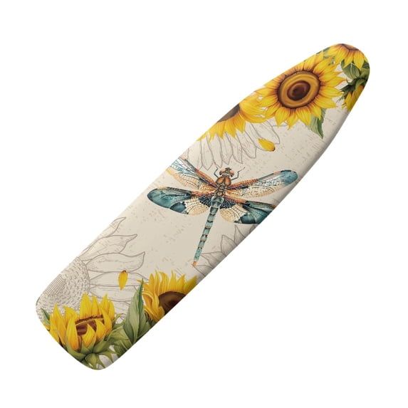 HELLHERO Easy Installation 15x54 Ironing Board Cover, Dragonfly Sunflowers Elastic Edge for Smooth Iron, Easy Installation Home Decor Protective Cover