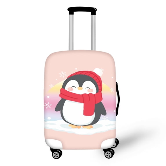 HELLHERO Easy Installation Travel Suitcase Cover for Airport Family Travel, Polyester Ammonia Stretch Luggage Cover, Christmas Penguin Pattern