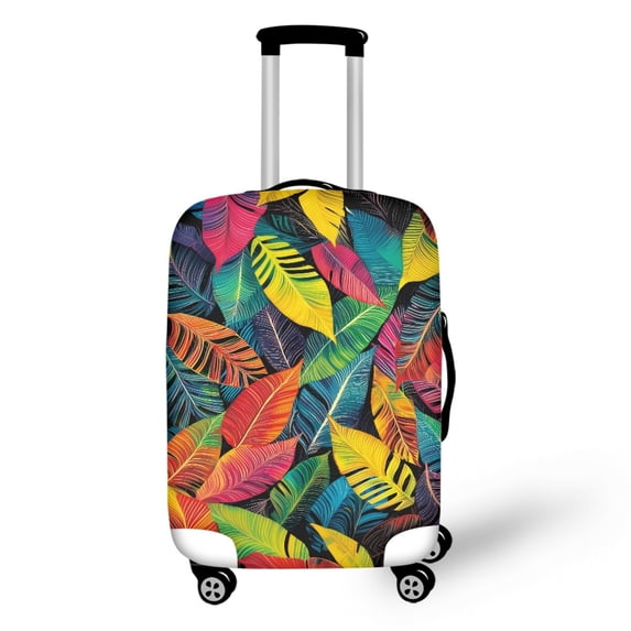 HELLHERO Easy Washing Travel Baggage Cover for Vacation Long Distance Travel, Polyester Ammonia Breathable Luggage Protective Case, Colorful Leaf Pattern Design