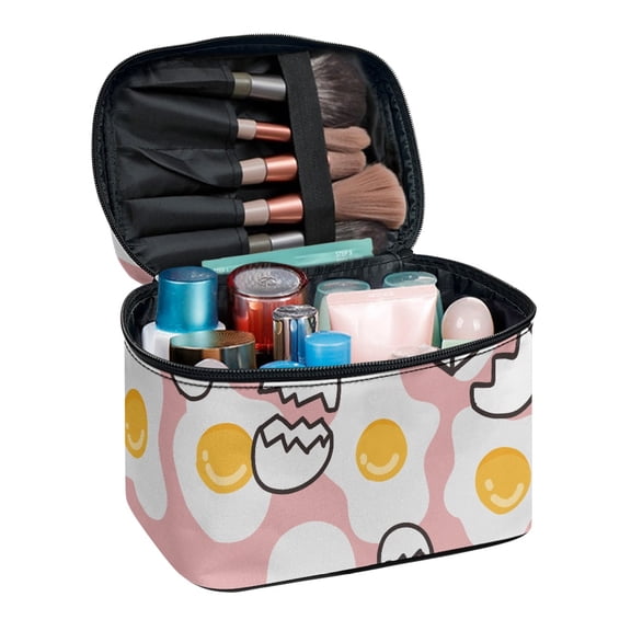 HELLHERO Egg Pattern Design Cosmetic Bags Portable Women Cosmetic Bag Wide Open Portable Pouch