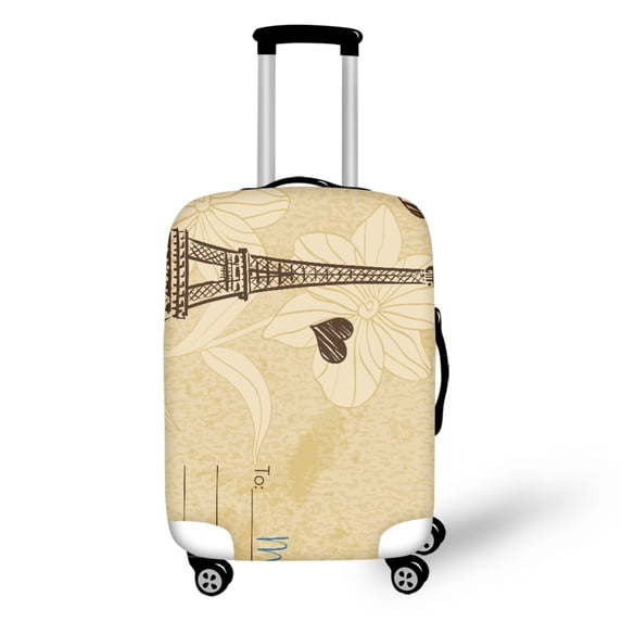HELLHERO Eiffel Tower Floral Print Luggage Cover Practical Scratch Resistant Polyester Ammonia Travel Accessories for Weekend Outing Business Trip