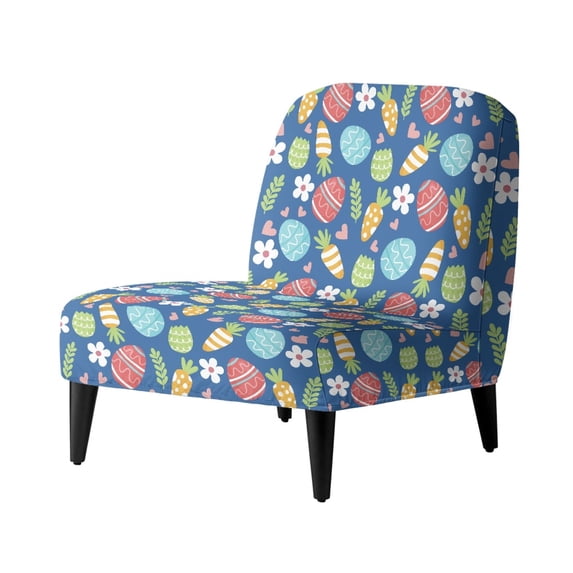 HELLHERO Elastic Armless Accent Chair Cover for Dining Room, Dustproof Armless Accent Chair Soft Cover, Easter Egg Design