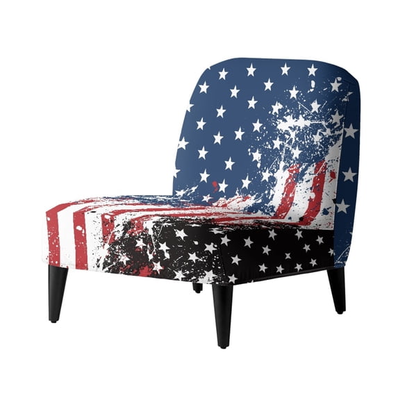 HELLHERO Elastic Bottom Dustproof Armless Accent Chair Cover for Armless Chair, Armless Accent Chair Protector American flag