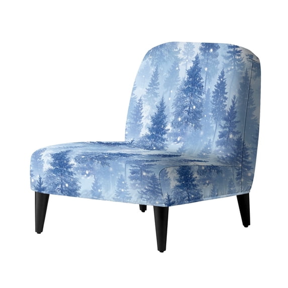 HELLHERO Elastic Bottom Slipper Chair Protector for Dining Room, Soft Fabric Armless Accent Chair Protector, Winter Pines