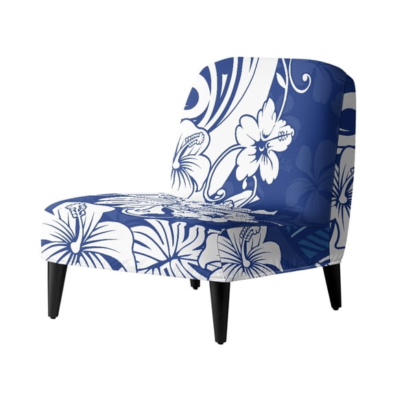 HELLHERO Elastic Bottom Stretch Elastic Bottom Armless Accent Chair Protector for Armless Chair, Armless Accent Chair Cover Hibiscus Pattern