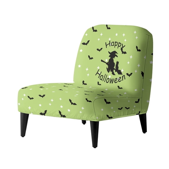 HELLHERO Elastic Dustproof Accent Chair Washable Slipcover for Armless Accent Chairs, Armless Accent Chair Protector Witch Bat Pattern