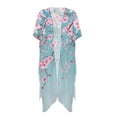 thumbnail image 1 of HELLHERO Elegant Pink Cherry Blossom Kimono Cover Up - Lightweight Breathable Beachwear for Summer Vacation, Pool & Resort, 1 of 6