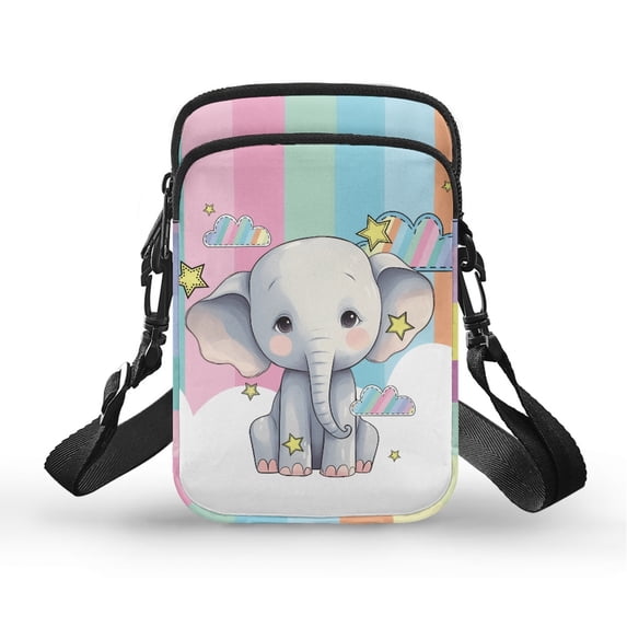 HELLHERO Elephant pattern Shoulder Bags, with Zipper Closed, Outdoor Daily Use Polyester 4.33x1.97x7.09